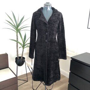 Lucent Long Black Fuzzy Sweater Coat Size Small